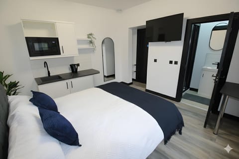 Bed, TV and multimedia, Kitchen or kitchenette, Photo of the whole room, Bedroom