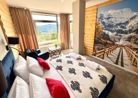 Bed, Bedroom, Mountain view