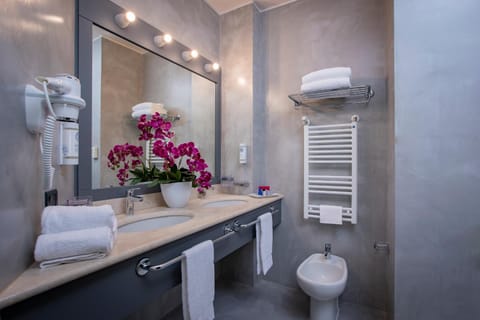 Bathroom, towels, air conditioner