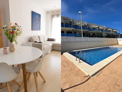 View (from property/room), Living room, Seating area, Dining area, Pool view