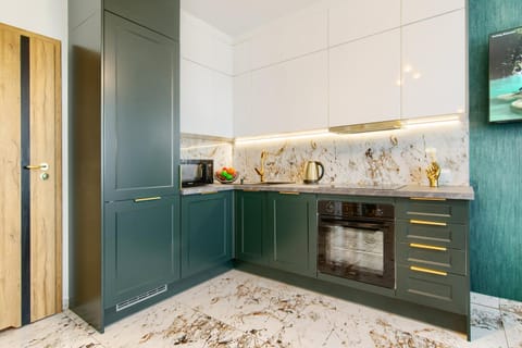 Kitchen or kitchenette, stove, wardrobe