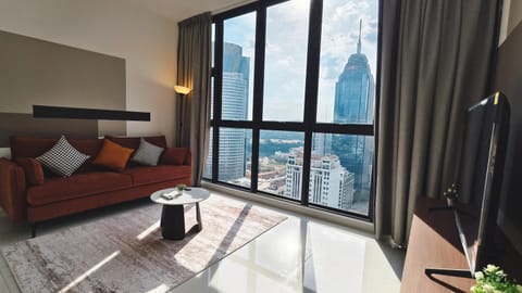 View (from property/room), Living room, Seating area, City view