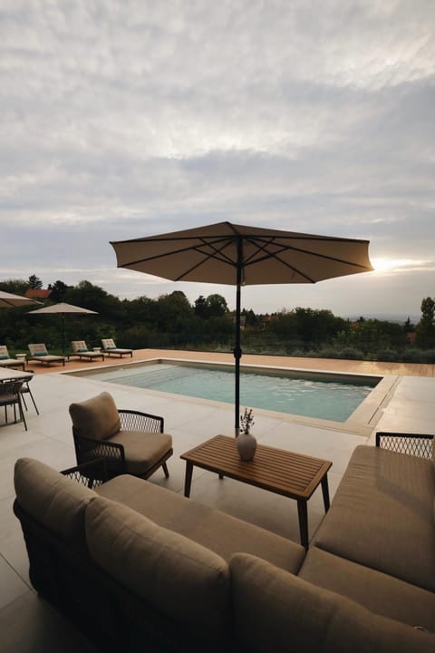 Seating area, Pool view, Swimming pool, Sunset, sunbed