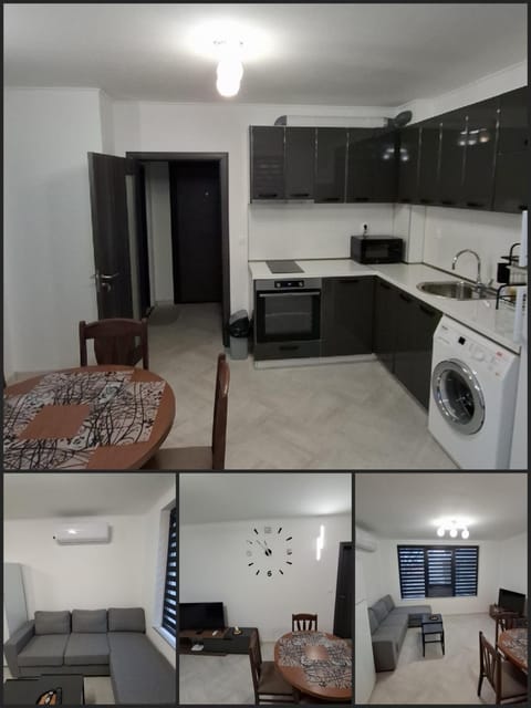 Living room, Dining area, oven, stove, washing machine, air conditioner