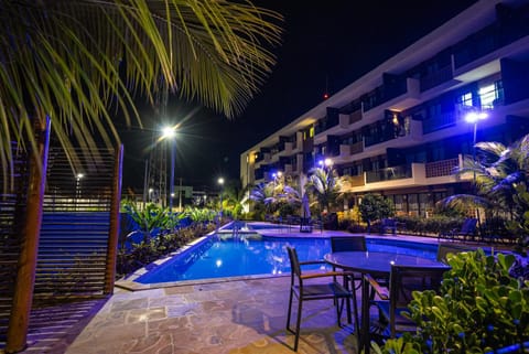 Patio, Night, Pool view, Swimming pool