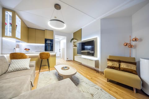 TV and multimedia, Kitchen or kitchenette, Living room, Photo of the whole room