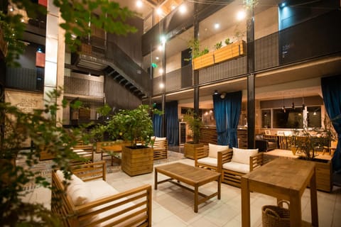 Patio, Night, Garden, Inner courtyard view