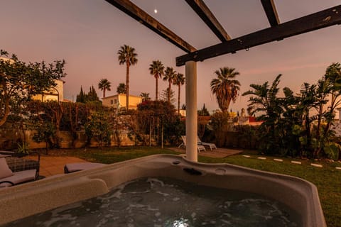Spring, Winter, Garden, Hot Tub, Garden view, Sunset
