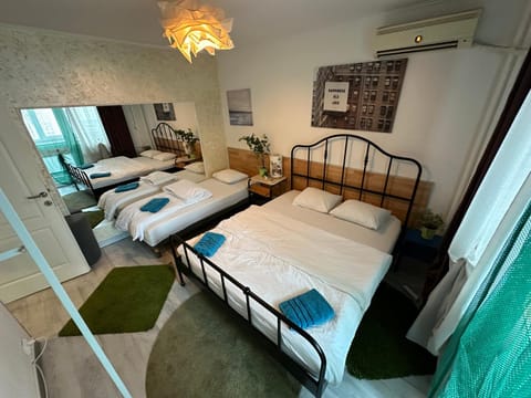 Bed, Photo of the whole room, Bedroom, towels, air conditioner