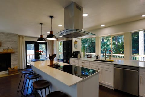 Kitchen or kitchenette, dishwasher, oven, stove