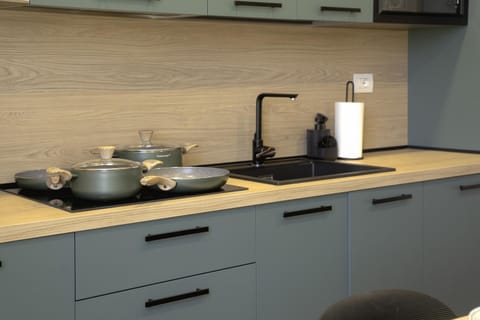 Kitchen or kitchenette, minibar, stove