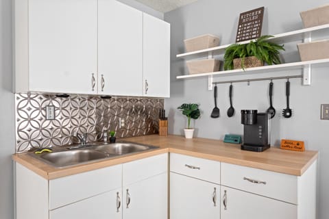 Kitchen or kitchenette, stove