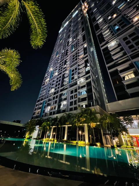 Property building, Night, Pool view, Swimming pool