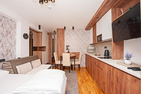 TV and multimedia, Kitchen or kitchenette, Living room, Seating area, Dining area, stove