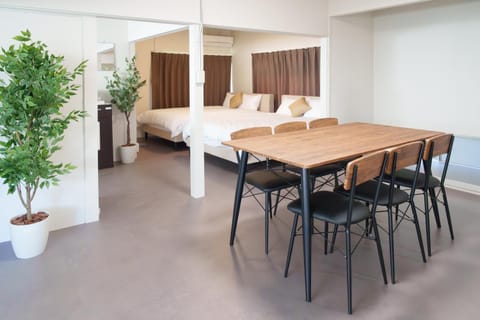 Bed, Living room, Dining area