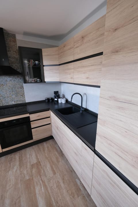 Kitchen or kitchenette, stove