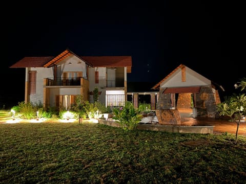 Property building, Night, Garden