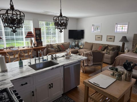 Kitchen or kitchenette, Living room, Seating area