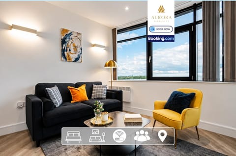 View (from property/room), Living room, Seating area, City view