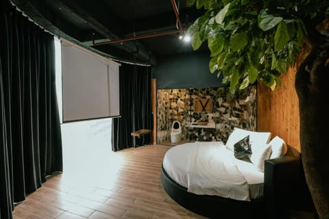 Bed, Living room, Photo of the whole room, Seating area, Bedroom