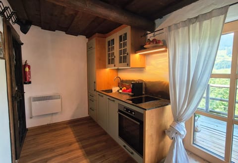 Kitchen or kitchenette, stove