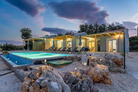 Property building, Swimming pool, Sunset