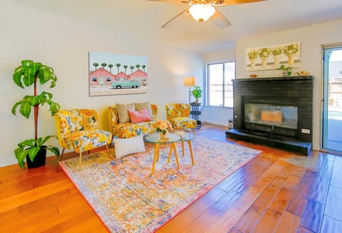 Living room, fireplace