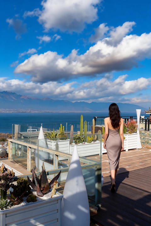 People, Natural landscape, View (from property/room), Balcony/Terrace, Sea view