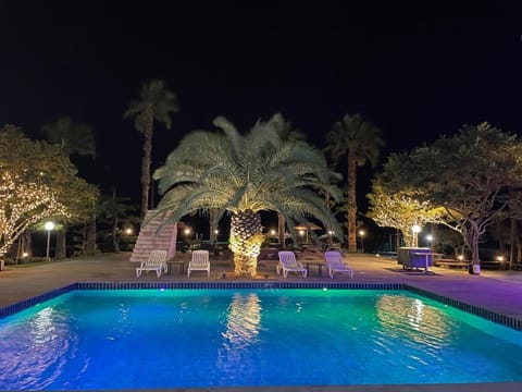 Night, Pool view, Swimming pool