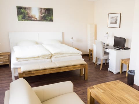 Bed, TV and multimedia, Living room, Photo of the whole room, Business facilities, Decorative detail, Seating area, Bedroom