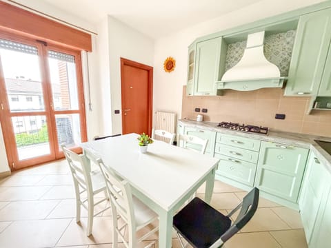 Kitchen or kitchenette, stove