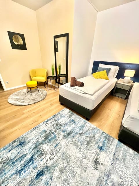 Bed, Seating area, Bedroom