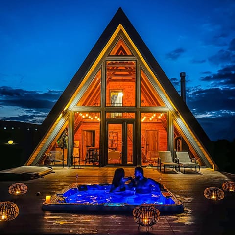 Property building, Patio, Night, Natural landscape, Hot Tub