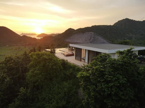 Property building, Natural landscape, Mountain view, Sunset