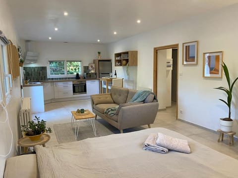 Kitchen or kitchenette, Living room, Seating area, Dining area