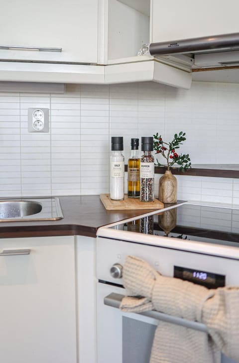 Kitchen or kitchenette, stove