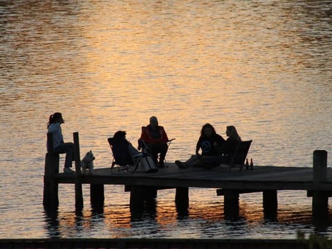 Natural landscape, Fishing, Lake view, group of guests