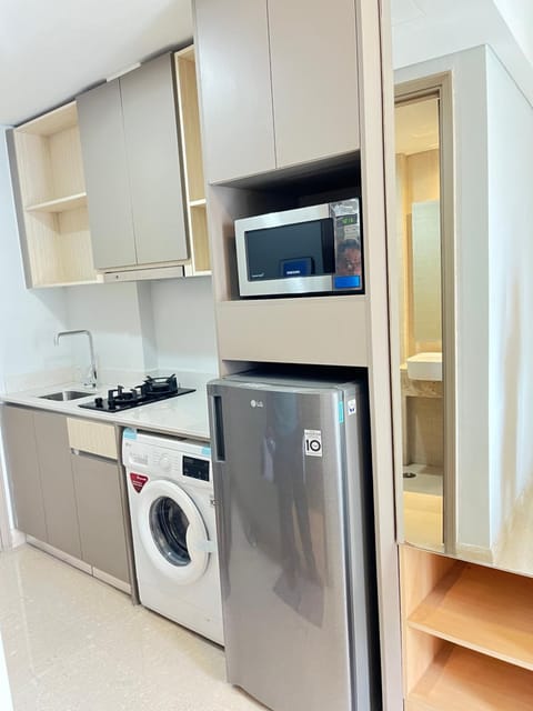 Kitchen or kitchenette, oven, stove, washing machine