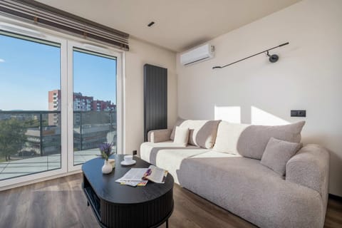 Living room, Seating area, Dining area, air conditioner