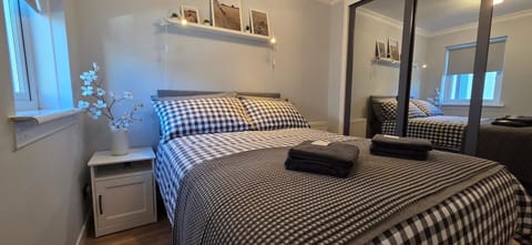 Bed, Photo of the whole room, Bedroom, towels, wardrobe