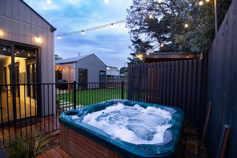 Patio, Night, Hot Tub, Inner courtyard view