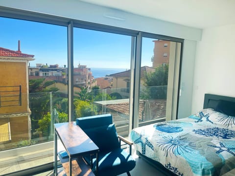 Bed, View (from property/room), Living room, Seating area, Sea view