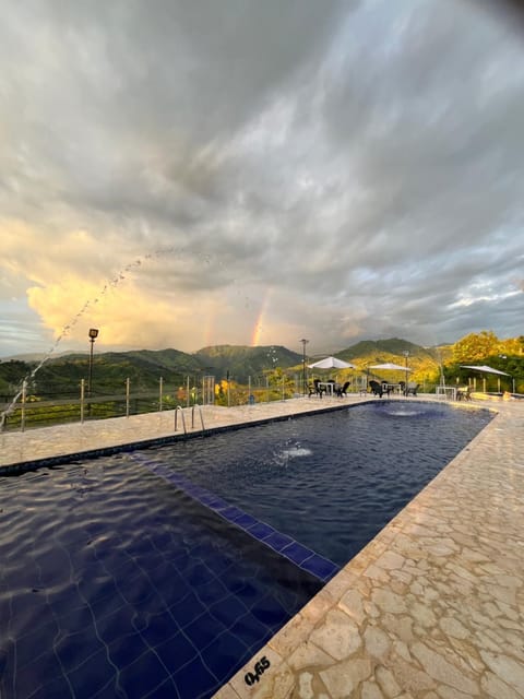 Day, Natural landscape, Mountain view, Pool view, Swimming pool, Sunset