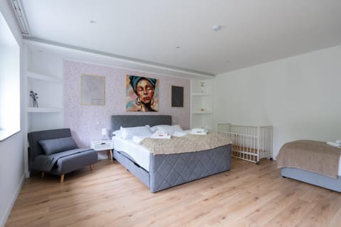 Bed, Photo of the whole room, Seating area, Bedroom, towels
