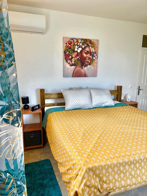 Bed, Night, Photo of the whole room, Decorative detail, Bedroom, Garden view, cot, flat iron, furniture, internet, wardrobe, air conditioner