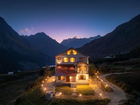 Property building, Night, Natural landscape, Mountain view