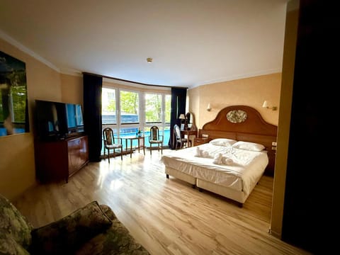 Bed, TV and multimedia, Living room, Photo of the whole room, Seating area, Bedroom, towels