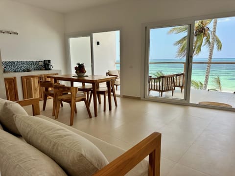 Kitchen or kitchenette, Living room, Beach, Sea view
