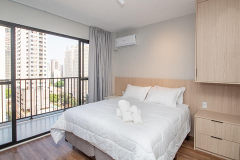 Bed, Photo of the whole room, Bedroom, towels, air conditioner