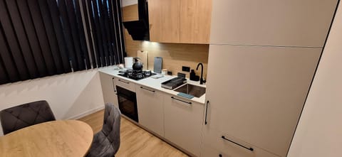 Kitchen or kitchenette, stove